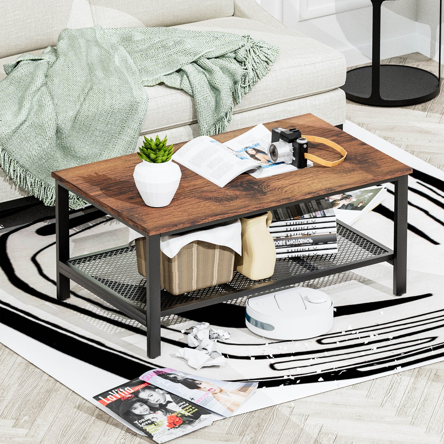 Industrial Coffee Table for Living Room